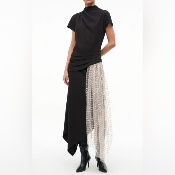 STAUD Dresses & Skirts - NWT STAUD Effie Drape Mock Neck Asymmetrical Max Dress, Size 2